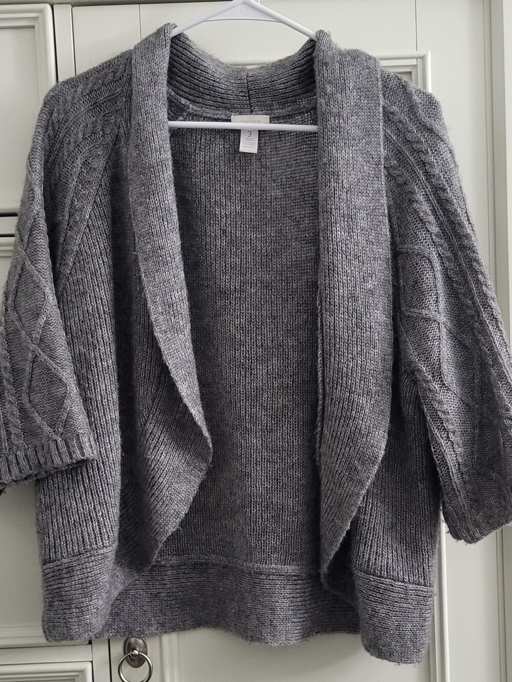 Chico's Gray Open-Front Knit Cardigan - XL